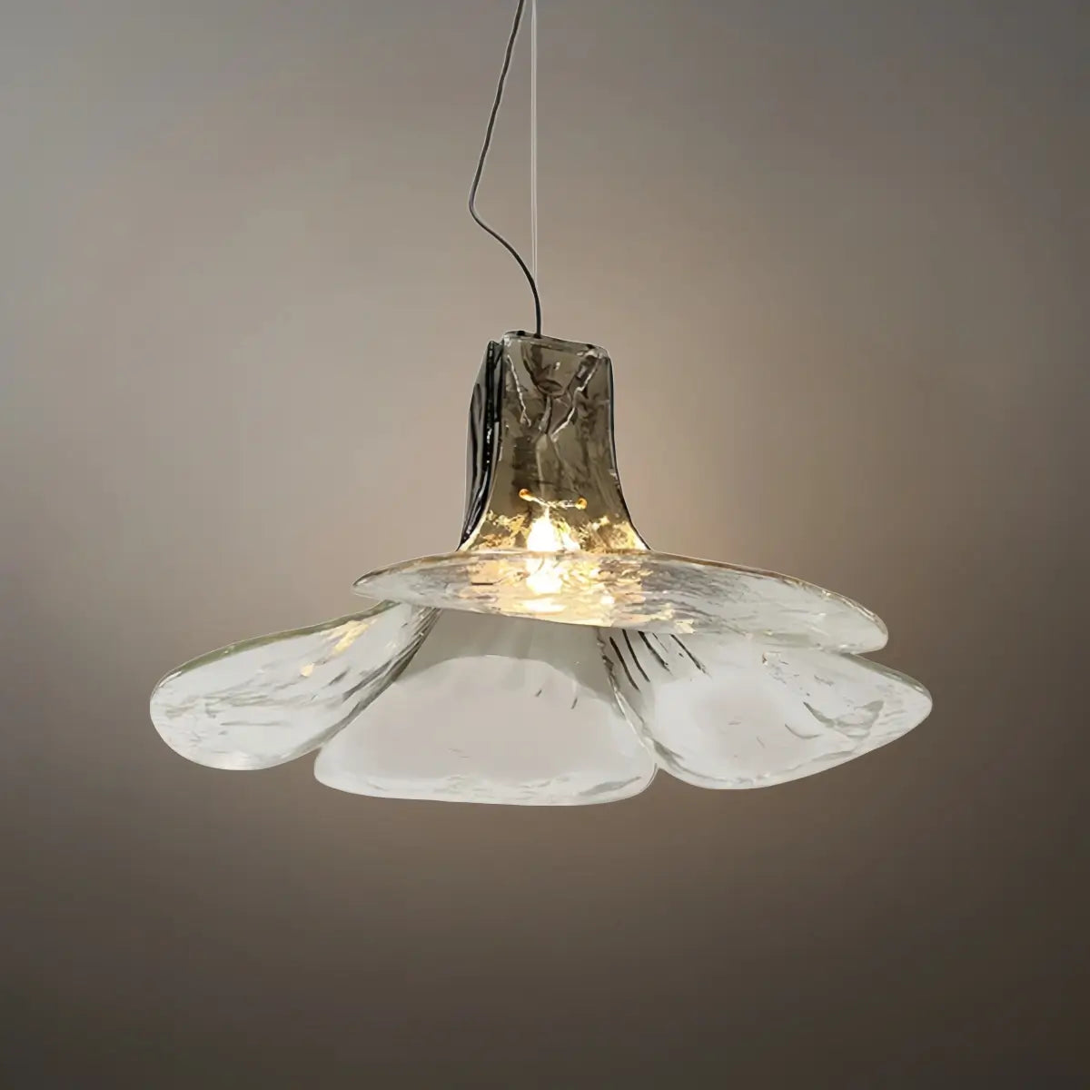 Modern Flower Glass Pendant Light -- White/Green/Smoked